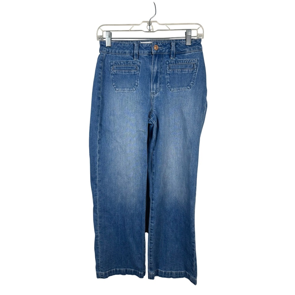Paige Nellie Wide Leg Culotte Jeans Womens 26 Blue Excellent Patch Pocket High